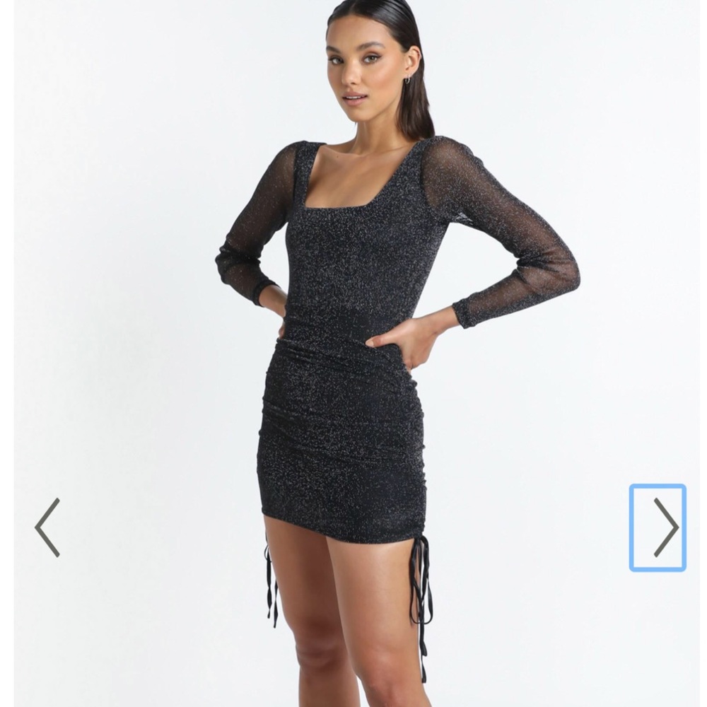 Showpo Long Sleeve Black Mesh Mini Dress